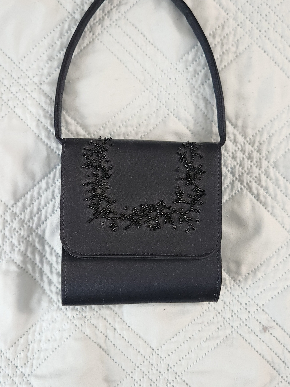 Saks Fifth Avenue Vintage  Beaded Satin Evening Bag   -Made in Italy